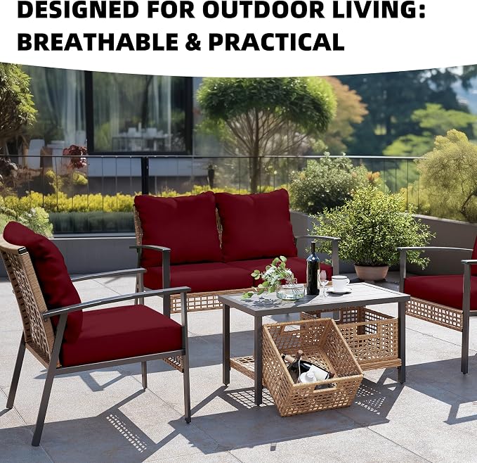 12Pcs Outdoor Cushion Covers, Elastic Patio Cushion Covers | Washable, - Image 4