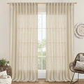 Extra Wide Linen Curtains for Bedroom Semi Sheer Panels 84 Inch | Light by LAMIT