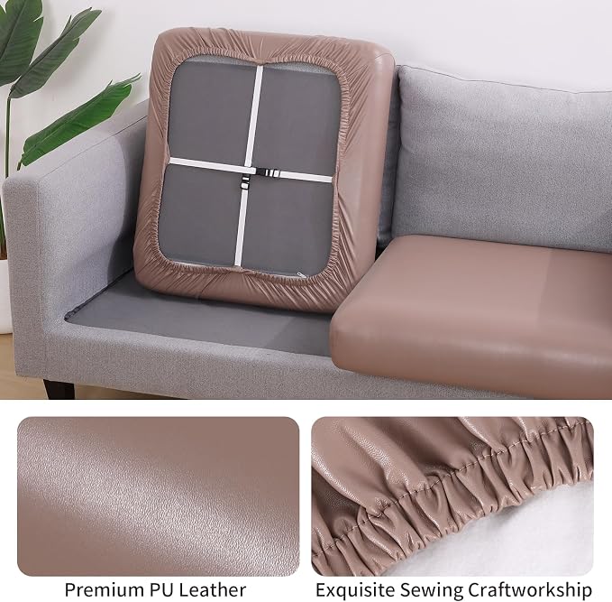 Fuloon Faux Leather Couch Cushion Slipcover, Waterproof Stretch Covers - Image 6