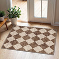 Front Door Rug - 2x3 Brown Beige Checkered Diamond Entry Rug | Non-Slip by Othilic