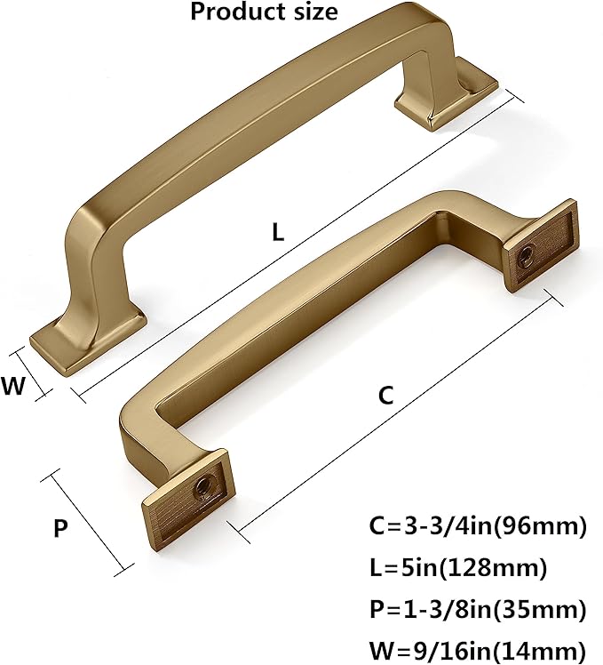 khtumeware Cabinet Hardware Pack Cabinet Handles Champagne Bronze Pulls Warm Brass Drawer Pulls 20 x 3-3/4 Inch