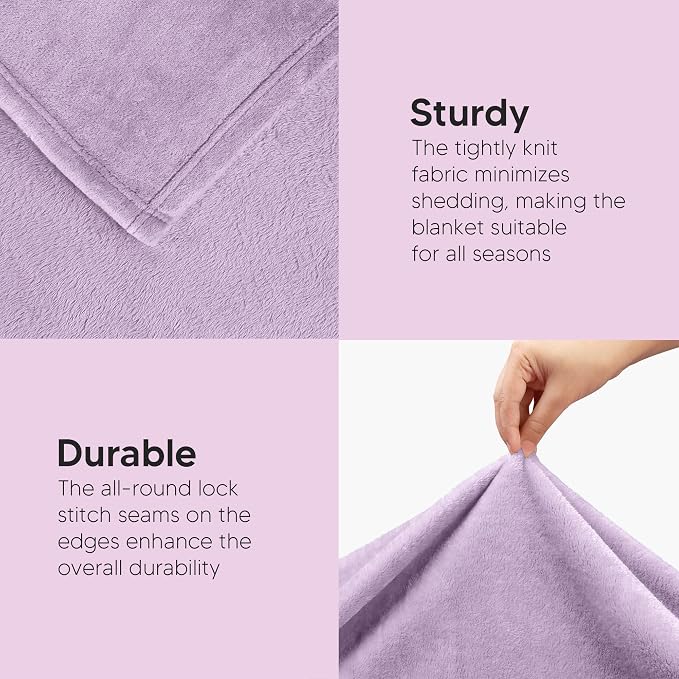 Utopia Bedding Ultra Soft Fleece Bed Blanket Twin Size Lilac | Microfiber Plush - Image 7
