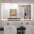 Keonjinn 55 x 30 Inch Bathroom LED Mirror, Oversized Lighted Bathroom Mirror, UL Listed LED Driver, HD Tempered Glass, Easy Installation, Anti-Fog, Memory Dimmable 6000K, CRI 90+(Horizontal/Vertical)