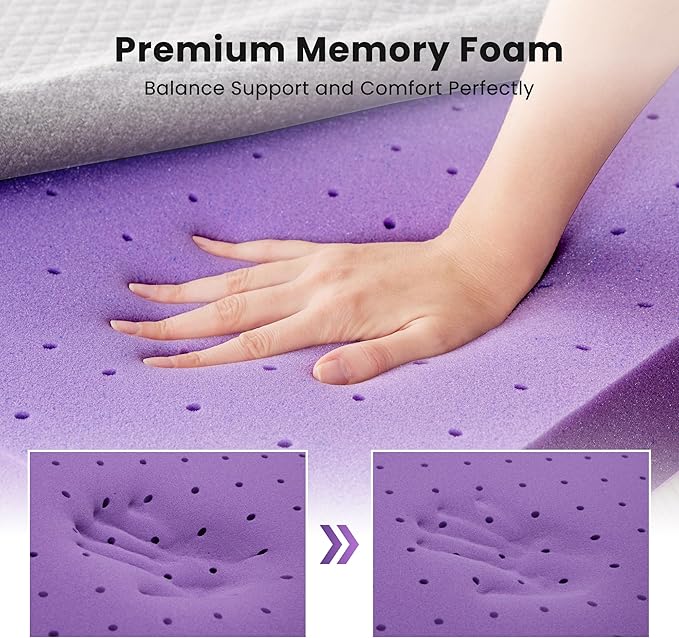 SINWEEK 2 Inch Gel Memory Foam Mattress Topper King Size, Pad for Back Pain, Bed Topper with Removable Soft Cover, CertiPUR-US Certified,Grey
