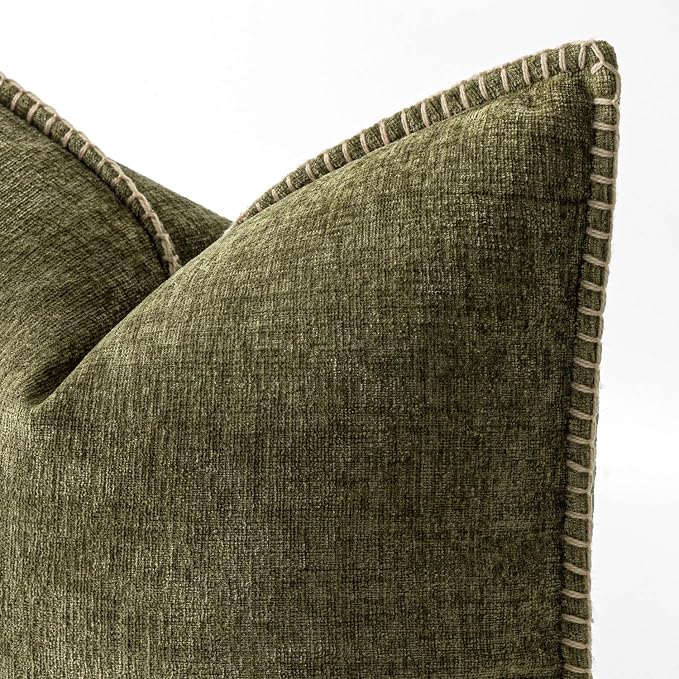 MIULEE Decorative Couch Throw Pillow Covers 16x16 Inch Olive Green 2 Pack | - Image 2