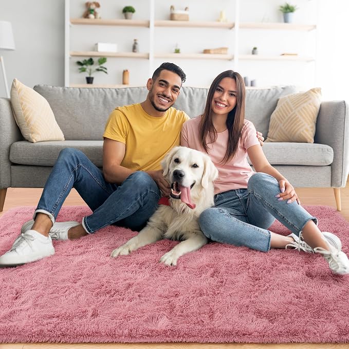 8x10 Extra Large Blush Fluffy Soft Area Rug Non-Slip - Image 2