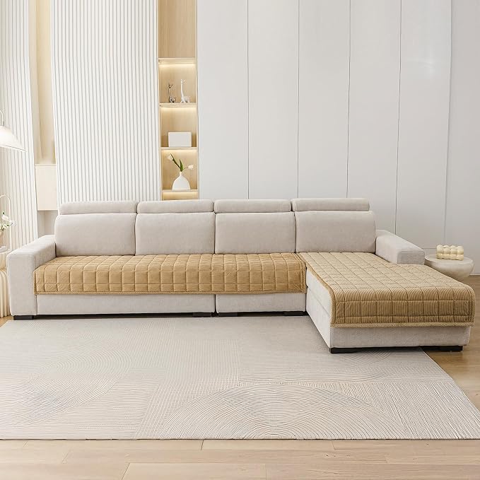 Velvet Couch Covers for Sectional Sofa Washable, Non-Slip L Shaped Sectional - Image 4