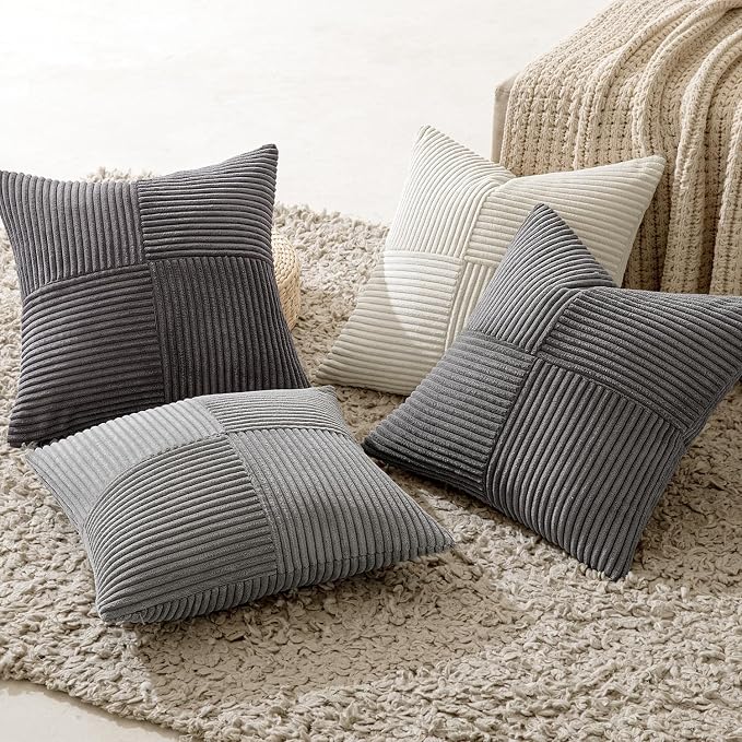 MIULEE Neutral Grey Decorative Throw Pillow Covers 18x18 Inch Set of 4 Modern - Image 3