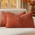 MIULEE Fall Decorative Lumbar Throw Pillow Covers 12x20 Burnt Orange 2 Pack | by MIULEE