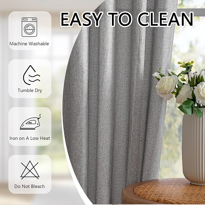 MYSKY HOME Living Room Curtains 84 Inches Long Semi Sheer Light Filtering - Image 6