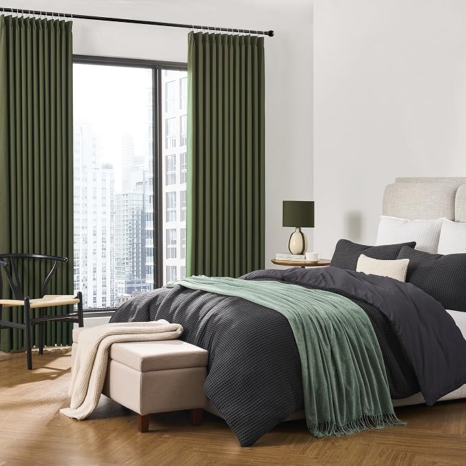 Dark Olive Green Blackout Curtains 102 Inches Long, Christmas Home Decoration - Image 3
