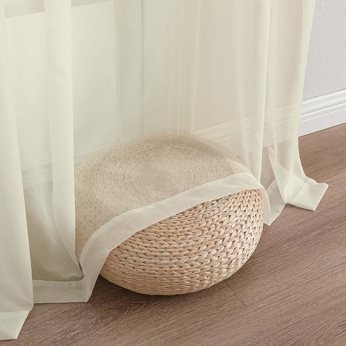 Cream Sheer Curtains 120 Inches Long 2 Panels Set, Airy Lightweight Sheer Cream - Image 8