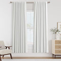 White 100% Blackout Linen Curtains 78 Inch Length 2 Panels Set by Guken