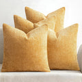 MIULEE Soft Decorative Chenille Pillow Covers Gold 20x20 Pack of 4 | Modern by MIULEE