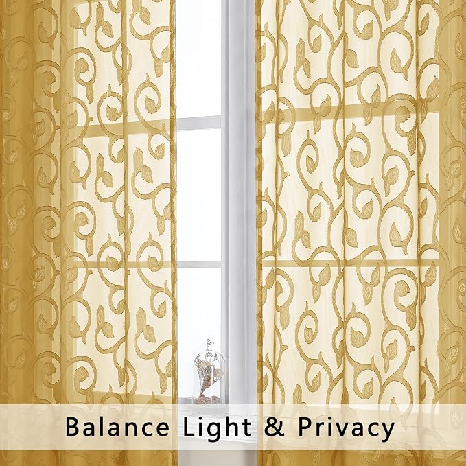 Furman Gold Sheer Curtains 84 inches Long - Image 4