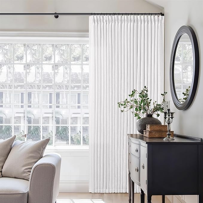 Snow White Pinch Pleat Semi Sheer Linen Curtains W70xL84 1 Panel | Light - Image 9