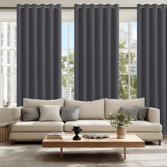 Grommet Blackout Curtains for Bedroom, 70 x 84 Inches, Dark Grey | Thermal - Image 6
