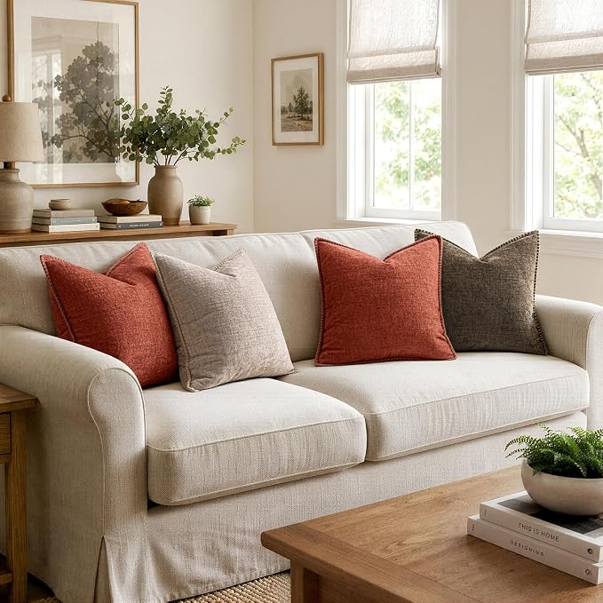 MIULEE Decorative Couch Throw Pillow Covers 20x20 Inch Taupe 2 Pack | Farmhouse - Image 5