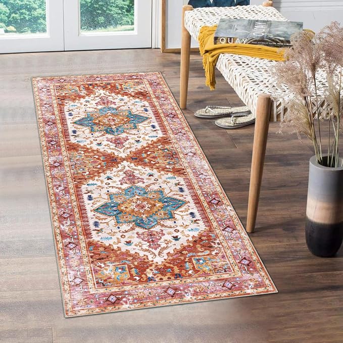 Yamaziot Washable Runner Rug, 2x5 Non-Slip Boho Vintage Hallway Kitchen Rug | by Yamaziot
