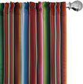 Ambesonne Cinco de Mayo Window Curtains Pack of 2, Mexican Serape Colorful Stripes Vertical Lines Latino Design Illustration, Lightweight Set with Rod Pocket, 4 Panels of - 28" x 95", Burgundy Blue