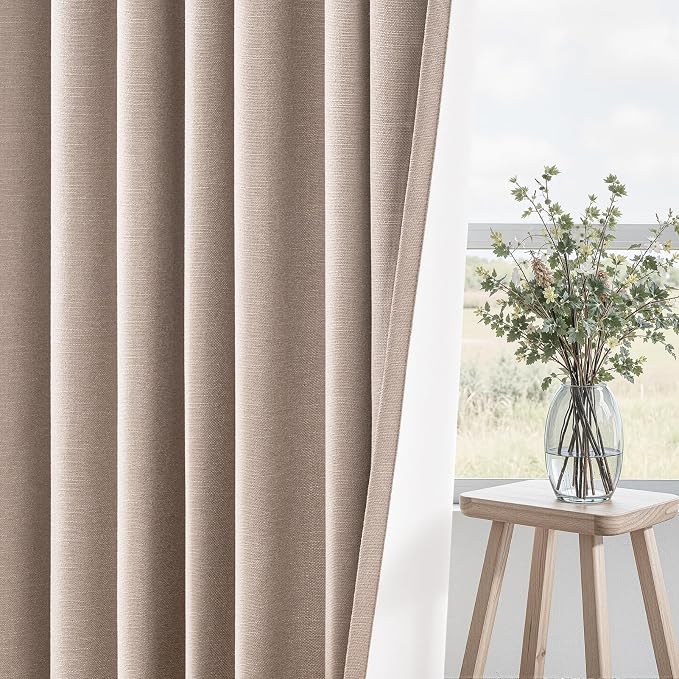 Topfinel 120 Inch Linen Blackout Curtains 2 Panels - Image 5