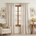 MYSKY HOME Linen Curtains for Living Room 96 Inches Long, Semi Sheer Curtains & by MYSKYHOME