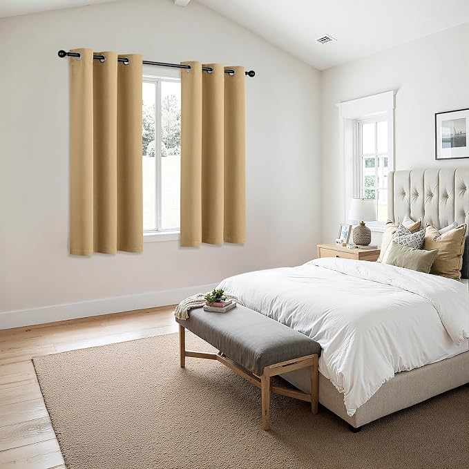MIULEE Blackout Curtains for Bedroom 2 Panels 40 x 45 Inch Long Gold | Thermal - Image 6