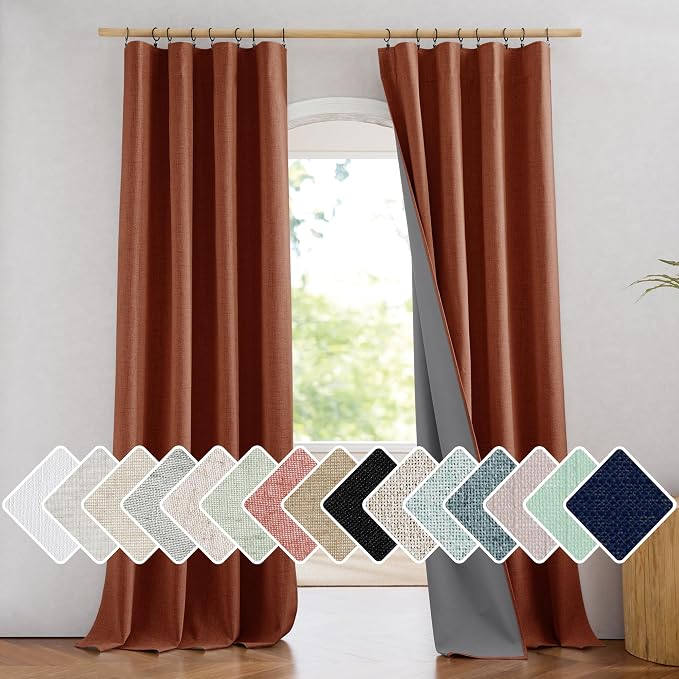 NICETOWN 100% Blackout Farmhouse Curtains 95" Length - Image 2