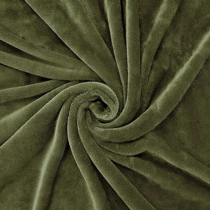 Exclusivo Mezcla Fleece Throw Blanket for Couch, Sofa, 300GSM Super Soft and Warm Blankets, Olive Green Throw All Season Use, Cozy, Plush, Lightweight, 50x60 Inches
