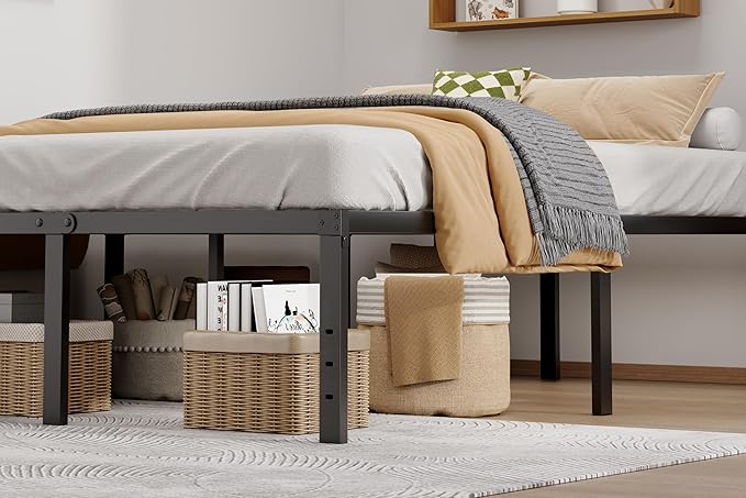 Metal Bed Frame Full Size - 18 Inch Heavy-Duty Full Platform Bed Frame No Box Spring Needed, Easy Assembly, Noise-Free, Sturdy Mattress Foundation, Underbed Storage Space