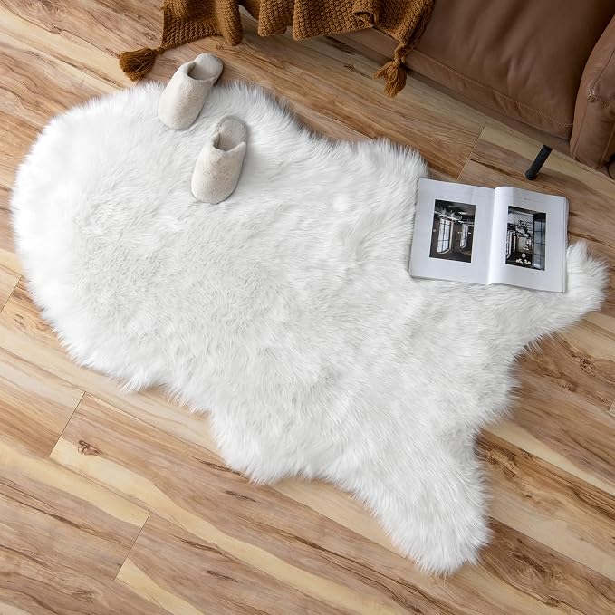 MIULEE Fluffy Area Rug 3'x5' Large Faux Fur Sheepskin Rug - Image 6