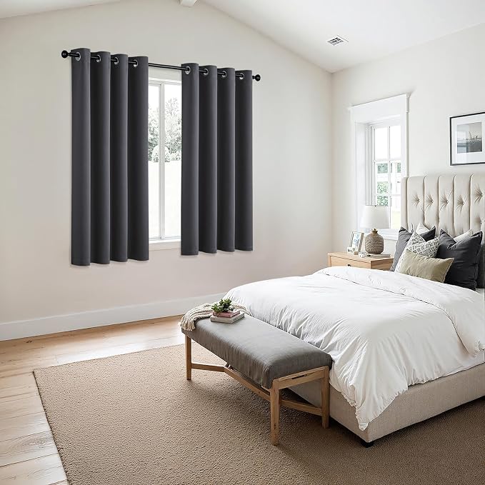 MIULEE Blackout Curtains for Bedroom 2 Panels 55 x 68 Inch Long Dark Grey | - Image 6