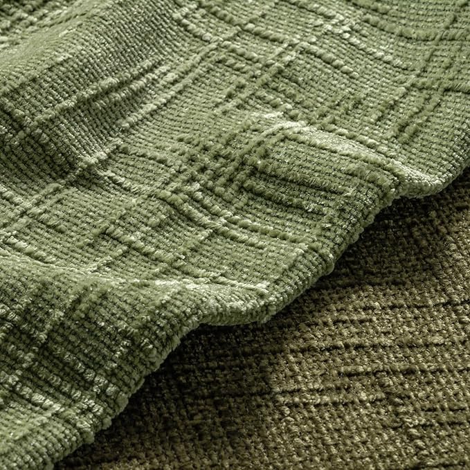 MIULEE Chenille Textured Throw Pillow Covers Sage Green 20x20 Set of 2 | Slubby - Image 2