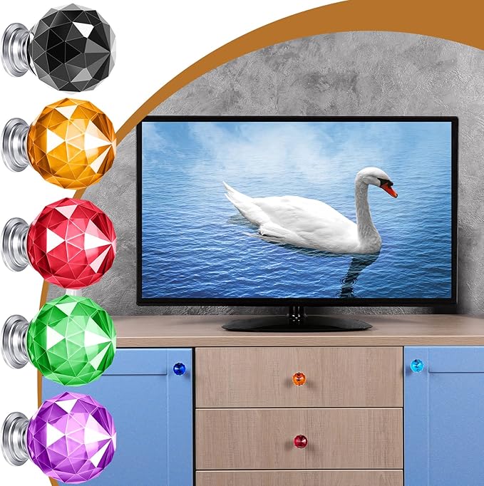 Youyole 10 Pcs Dresser Crystal Knobs 30mm Glass Pull for Cabinets and Drawers Knobs for Dresser Drawers and Kitchen(Artsy Style)