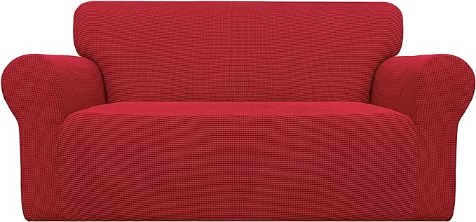 Easy-Going Stretch Loveseat Couch Covers Washable Christmas Red | 1-Piece by Easy-Going