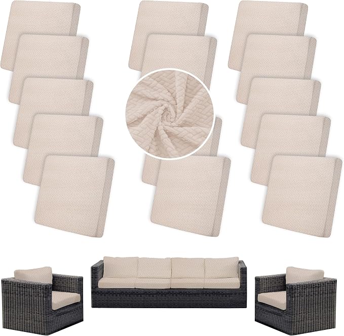 14PCS Patio Cushion Covers, Patio Furniture Couch Seat Slipcovers | Washable by SUKAIKEQA