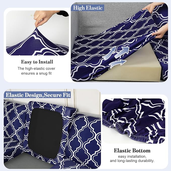 8Pcs Patio Cushion Covers Stretch Outdoor Furniture Protector Slipcovers | - Image 4