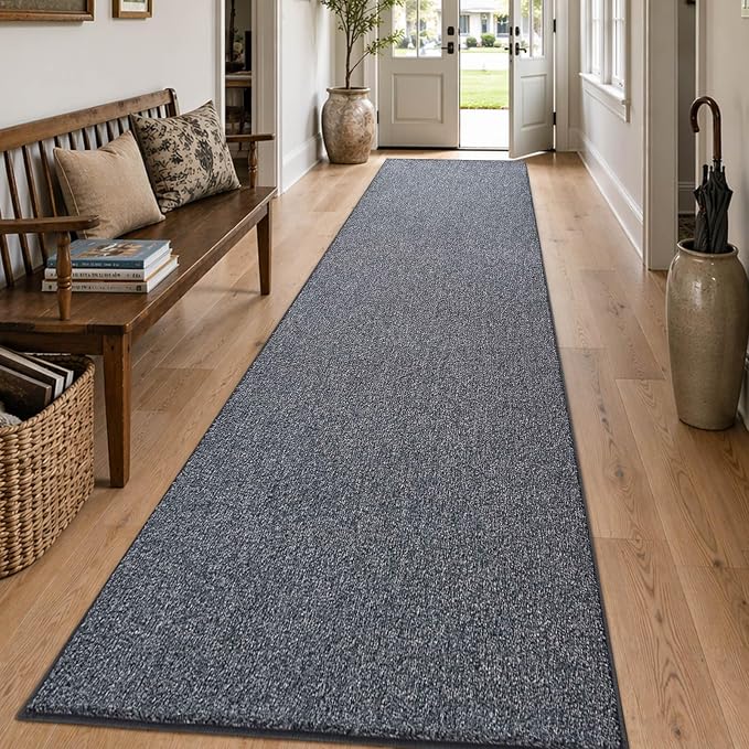 2x10 Grey Blue/White Runner Rug Washable Non-Slip - Image 3