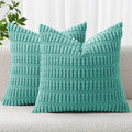 MIULEE Corduroy Decorative Throw Pillow Covers 20x20 Aqua Green Pack of 2 | by MIULEE