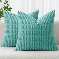 MIULEE Corduroy Decorative Throw Pillow Covers 18x18 Aqua Green Pack of 2 | by MIULEE
