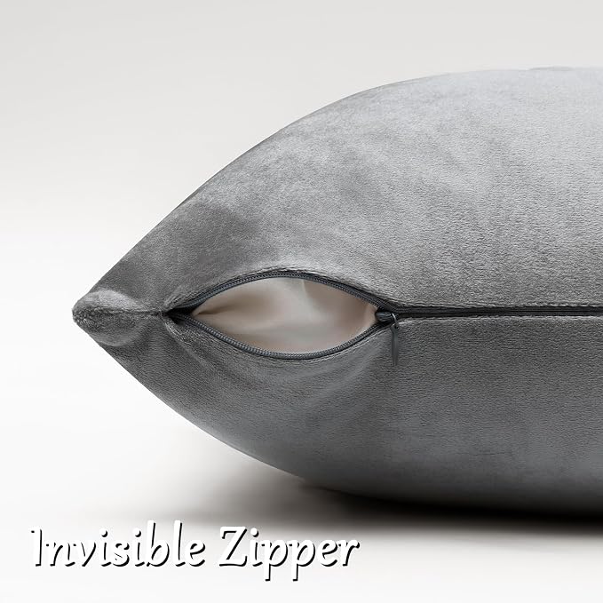 GIGIZAZA Dark Grey Velvet Throw Pillow Covers 12x20 Pack of 2 | Decorative - Image 4