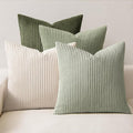MIULEE Soft Corduroy Decorative Throw Pillow Covers Light Green 24x24 | Set of 4 by MIULEE