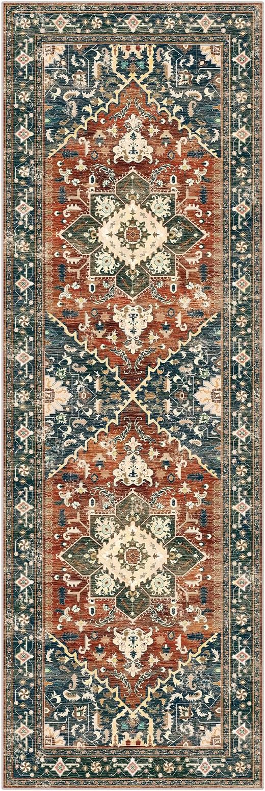 Yamaziot Washable Runner Rug, 2x6 Non-Slip Boho Vintage Hallway Kitchen Rug | - Image 2
