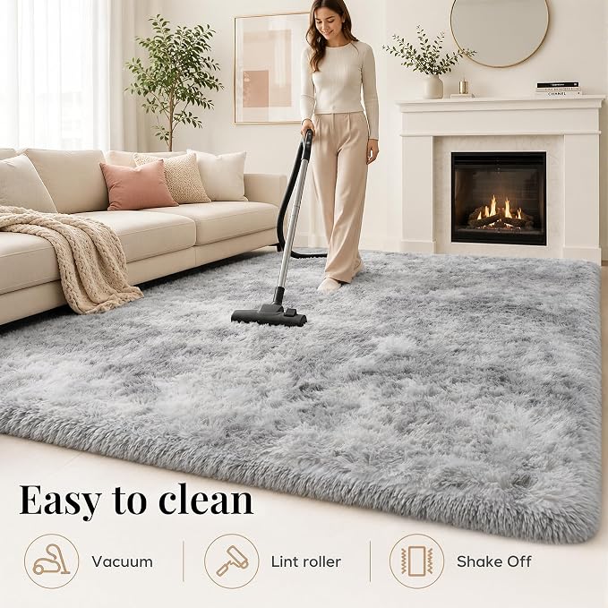 PLHXFR 5x7 Area Rugs Living Room: Fluffy Bedroom Shag Rug Light Grey | Upgrade - Image 9