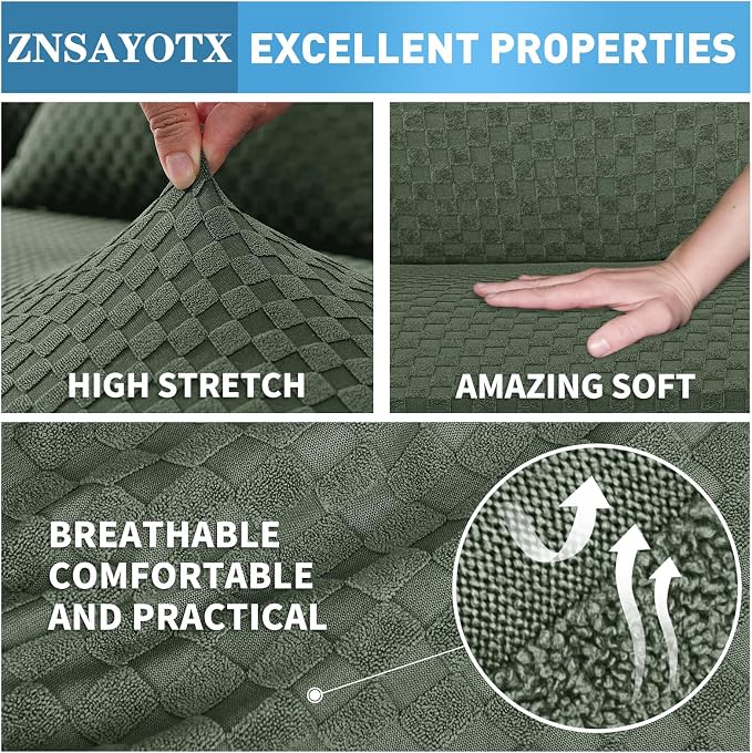 ZNSAYOTX Sectional Couch Covers, Stretch Jacquard Slipcovers - Image 5