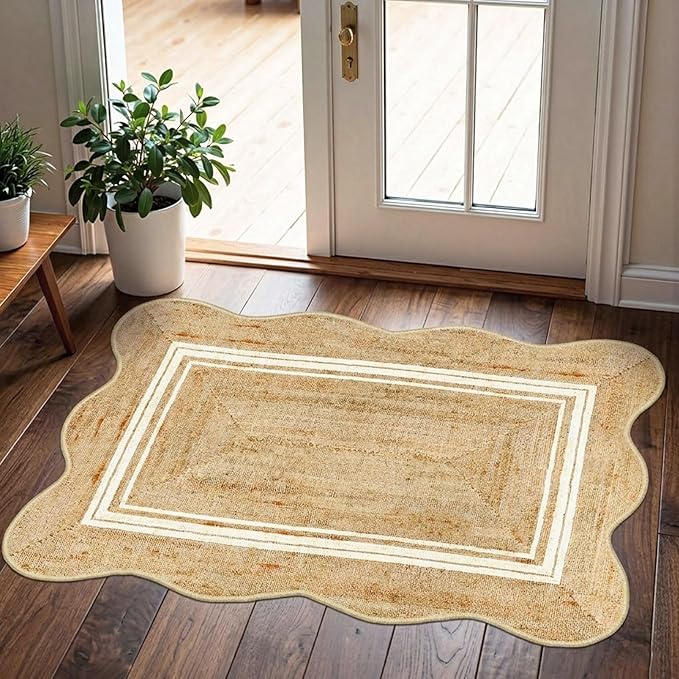 Front Door Rug - 2x3 Jute-Look Doormat Indoor Outdoor Entrance | Washable by Othilic