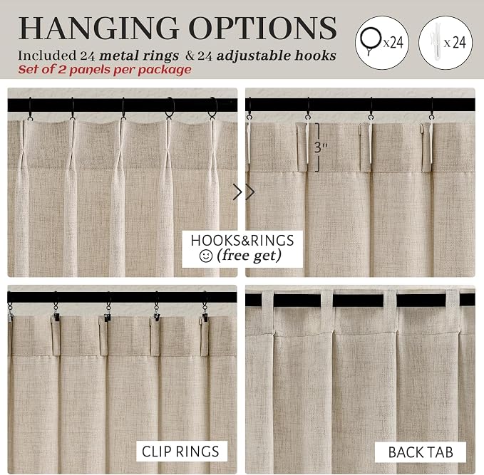 Thick Linen Extra Wide 70 x 90 Inch Curtains - Image 4
