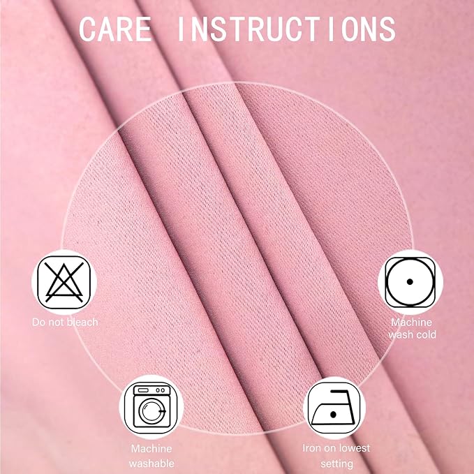 Blackout Curtains 42 x 95 inch/Pink Curtains Set of 2 Panels/Thermal Insulated - Image 4