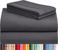 LuxClub 4 PC California King Size Sheet Set Sheets Deep Pockets Wrinkle Free Cooling Sheets Machine Washable Hotel Bedding Silky Soft - Dark Grey California King
