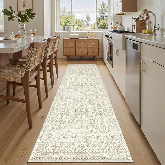 Soalmost Runner Rug 2x8 Washable Hallway Kitchen Runners Beige/Brown | Non-Slip - Image 4